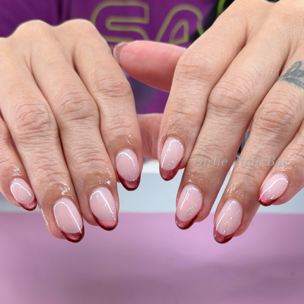 short red french tip builder gel overlay